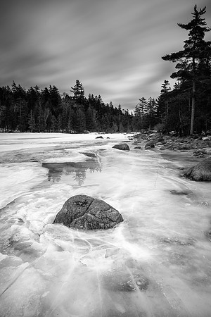 Jordan Pond Reflections and Ice Detail